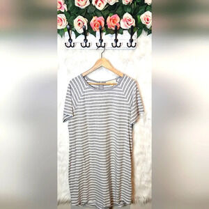 Michael Kors Striped Cotton Night Dress w/ Jeweled MK Logo